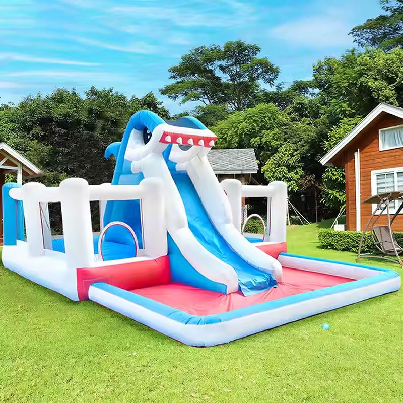 Shark Double Water Slide Inflatable Castle
