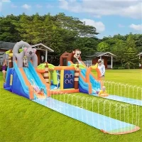 Bear Monkey Double Slide Inflatable Castle